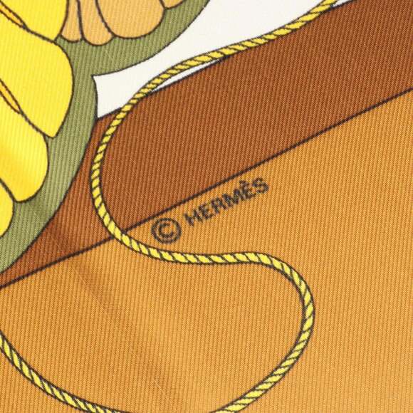 HERMES Brown Silk Scarf - Picture 2 of 7
